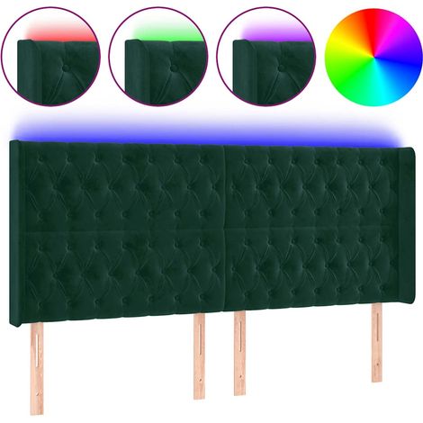 Maison Exclusive - Testiera a LED Verde Scuro 203x16x118/128 cm in Velluto (1/5)