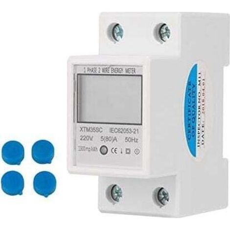 YMYNY Digital Electricity Meter 220V 5(80)A Single Phase DIN Rail Digital Energy Meter 2 Wire 2P DIN Rail Electricity Meter Electronic KWh Meter 1pc (1/4)