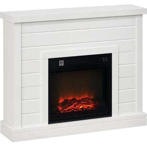 Blanc et réaliste, cheminée électrique 3D pour salon, chauffage réglable de 17 à 27 °C (1/5)
