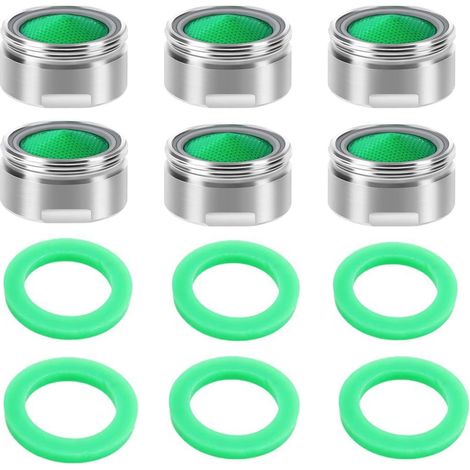 M24 Wasserhahn-Luftsprudler, 6er-Set für Küche und Bad, mit 6 Dichtungen, Feinfilter und sanftem Sprühstrahl, Spritzschutz für Spüle, Waschbecken, Hotel und Zuhause (1/5)