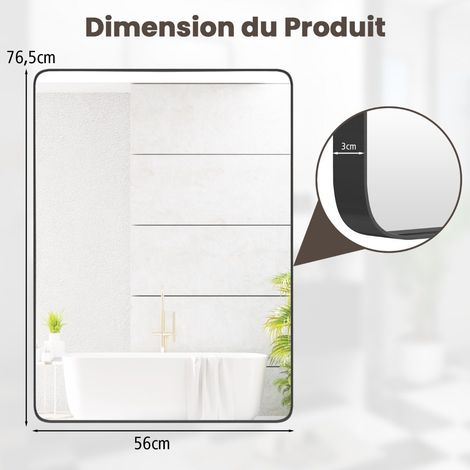 Bathroom mirror hanging mirror explosion-proof wall mirror cosmetic mirror for bathroom 76.5 x 56 x 3 cm silver (1/5)