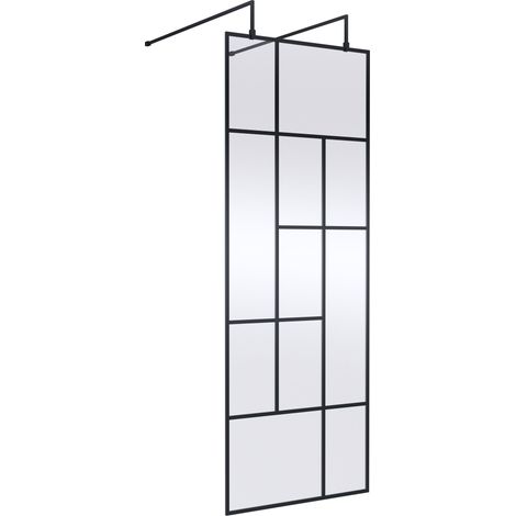 Hudson Reed Abstract Frame Wetroom Screen with Support Bars 760mm Wide - 8mm Glass (1/2)