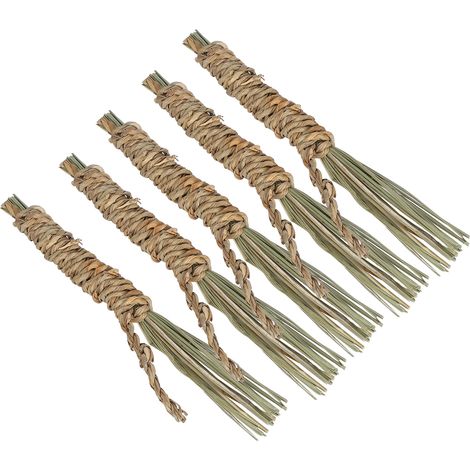 Lot de 5 jouets à mâcher en jonc de mer naturel pour perroquets, petits lapins et hamsters. Bâtonnets à mâcher en jonc de mer. (1/5)