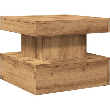 vidaXL Coffee Table with LED Lights Artisian Oak 50x50x40 cm
