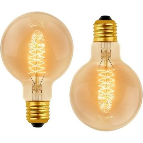 G80 Dimmable 40W Blanc Chaud 2700K, AC 220V, Ampoules de Décoration à Incandescence Rétro E27 Spirale Tungstène Filament Lampe(Lot de 2) (1/4)