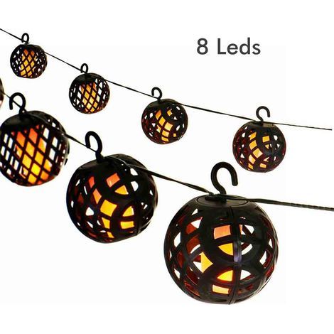 Solar-Powered LED Flame String Lights for Garden – 8 IP44 Waterproof Lights, Realistic Design and Warm Lighting (1/5)