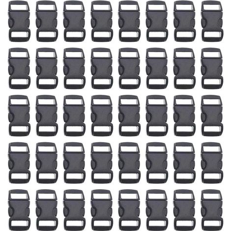 40 boucles à déclenchement latéral en plastique noir de 10 mm (3/8"), clips de rechange pour sacs, colliers pour chiens, sangles et accessoires de sacs à dos (1/5)