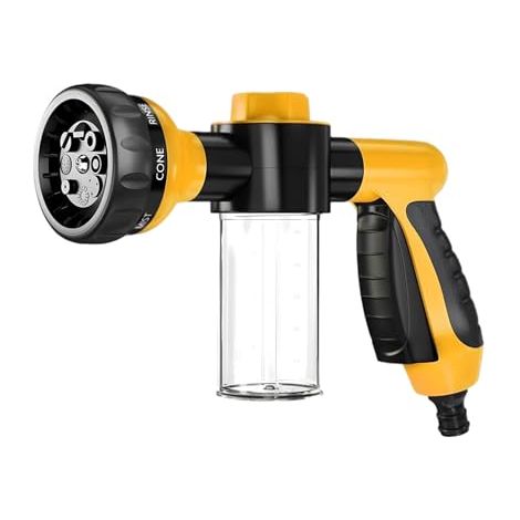 Pistolet à mousse haute pression 8 en 1 pour lavage de voiture, canon à mousse pour tuyau d'arrosage, canon à mousse, pulvérisateur de liquide vaisselle en bouteille, pelouse (1/5)