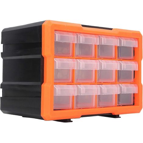 Schubladenbox mit 12 Schubladen, PVC-Hardware-Aufbewahrungsorganizer, stapelbare Werkzeugaufbewahrungsbox