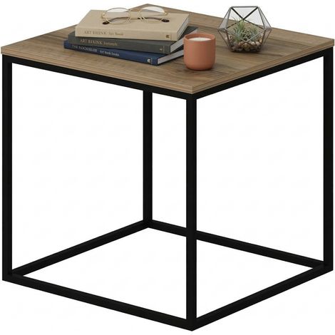 Couchtisch Tricase, Quadratische Form, Platte aus Nobilitatholz, Nussholzstruktur, 52x50x50h cm, Braun Nussbaum