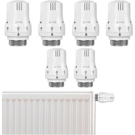 Lot de 6 têtes thermostatiques pour radiateur - Valve de refroidissement intelligente - Tête de rechange : Thermostat de radiateur - Tête de rechange pour le bureau, la maison (1/4)