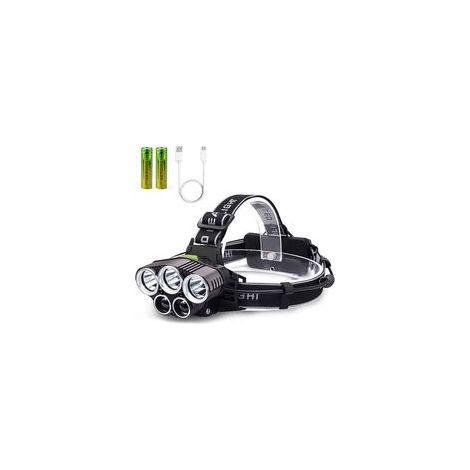 Linterna frontal recargable por USB, TYC, con 6 modos y 2 baterías de alta capacidad, resistente al agua, ideal para acampar, hacer senderismo, ciclismo, pescar y correr.