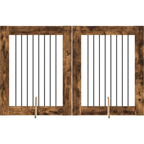 vidaXL Foldable Dog Gate with Stands 2 pcs Smoked Oak 160.5 cm