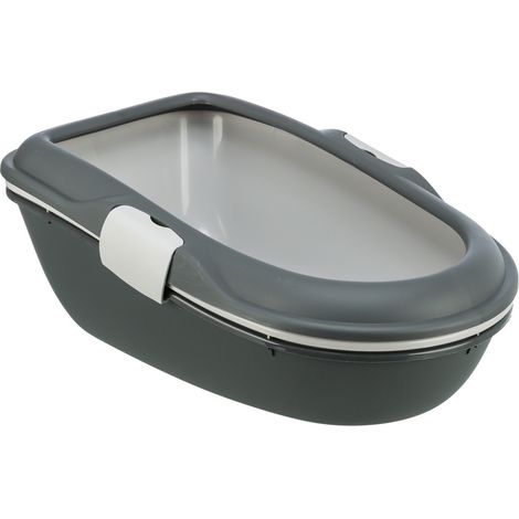 Trixie – Bac à litière Berto 39 x 22 x 59 cm gris – Système hygiénique de tri des déchets – 2 bacs et 1 tamis faciles à nettoyer
