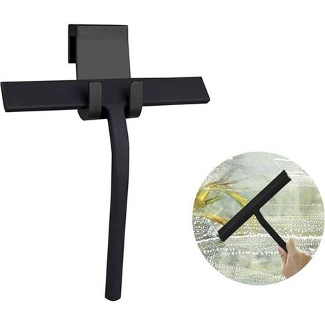 Silicone Shower Squeegee, Bathroom Squeegee for Kitchen, Mirror, Window, Car Glass Cleaning (Black) (1/5)