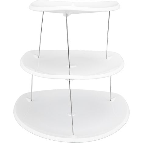 Présentoir de dessert blanc plastique inox multifonction pliable 3 niveaux tour de service de gâteaux fruits snacks bonbons triangulaire (1/5)