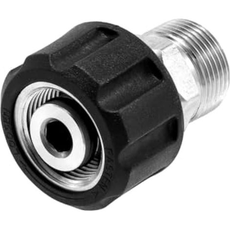 Coupleur de tuyau de nettoyeur haute pression en acier inoxydable, M22-15 mm femelle vers M22-14 mm mâle, adaptateur à connexion rapide pour nettoyeurs haute pression (1/5)