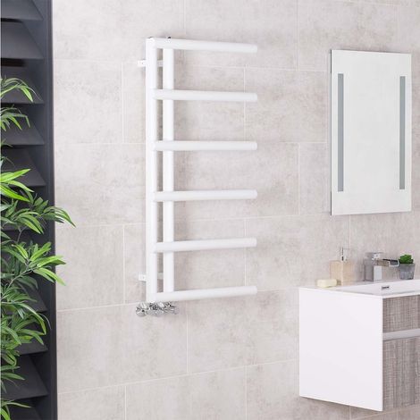 988x500mm White Designer Heated Towel Warmer Bathroom Radiator (1/5)