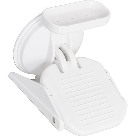 Repose-pieds de douche accessible pour le rasage et le lavage - Support de rangement pliable contre la base antidérapante - Installation gratuite - Tabouret de douche compact et pliable pour aider les (1/4)