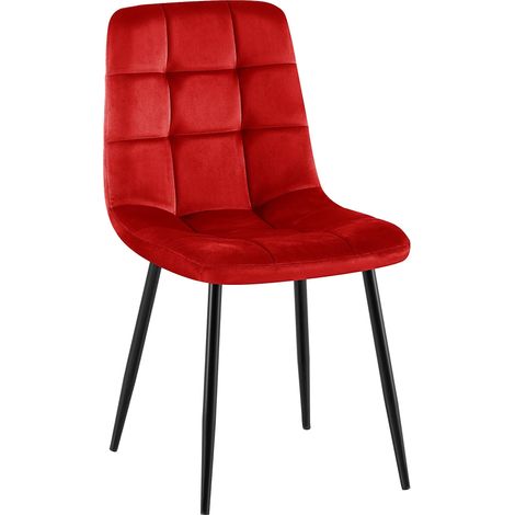 Silla de comedor Antibes tapizada en terciopelo Rojo