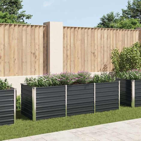 vidaXL Arriate de acero galvanizado gris antracita 240x80x77 cm (1/5)