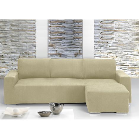 Copridivano Con Penisola Chaise Longue Tinta Unita Panna Mod Capri, misuraSinistracolorePanna (1/5)