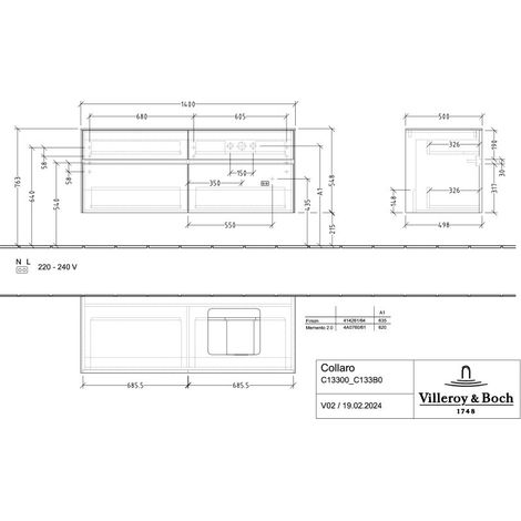 Villeroy & Boch C13300VQ WTUS Collaro C13300 1400x548x500mm 4