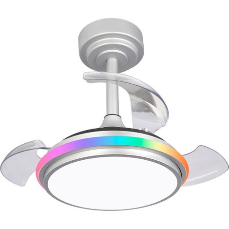Ventilador de techo LED "Antila Mini XS" regulable con control remoto (40W RGB+3CCT 3500lm) IP20 Ø55cm color gris (1/3)