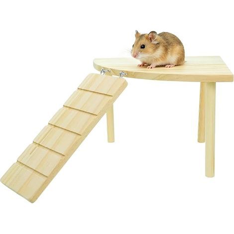 13 × 19 CM Tablette Bois Jouet Hamster Accessoire Hamster Accessoires Bois Rongeurs Cage Cachette Hamster Nain Gerbilles Dègues Chinchillas Cochons d'Inde Animaux Tableau Échelle (1/3)