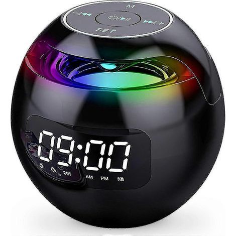 Réveil pour chambre, radio-réveil numérique avec haut-parleur Bluetooth, double alarme, lumière LED, format 12/24 h, port de chargement USB, idéal pour les gros dormeurs.