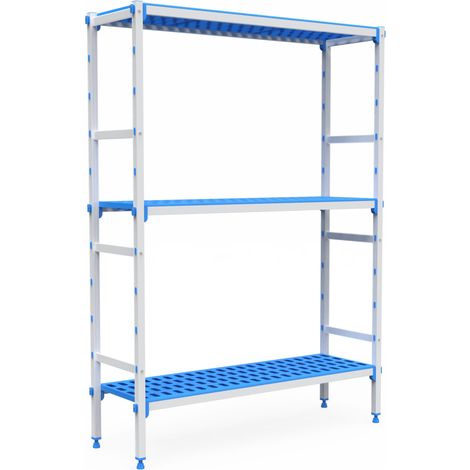 Rayonnage Aluminium 3 Niveaux Compatible Bac GN 2/3 -  L 4710 à 5830 mm - Pujadas