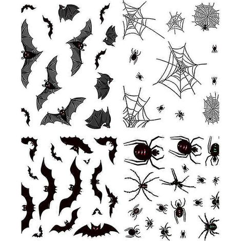Pegatina removible para ventana de Halloween con diseño de murciélago y araña, decoración para fiestas temáticas del hogar. (1/5)