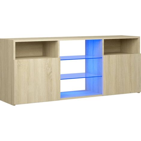Meuble TV avec lumières LED Chêne sonoma 120x30x50 (1/5)