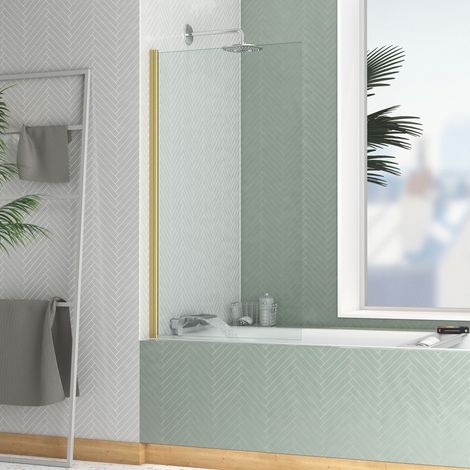 Mampara de bañera 70x130cm - Perfil acabado Oro Cepillado - ELEMENTARY