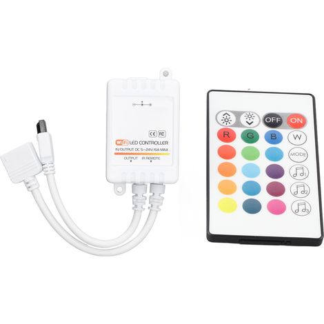 Ortviai Contrôleur LED intelligent 4 voies WiFi/Bluetooth avec télécommande infrarouge 24 touches et commande vocale Tuya (1/5)