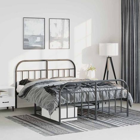 Estructura cama sin colchón con estribo metal negro 135x190 cm