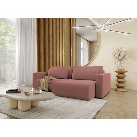 Ecksofa Sofa mit Schlaffunktion CHAIRA Stoff Curio Rose Ottomane Rechts (1/5)