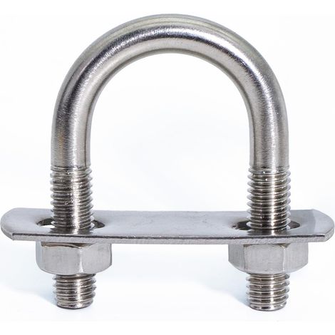 M8 Boulons en U 25mm Innenbreite, Bride de Fixation, Ronds U Bolts avec Écrou Plaques Rondelle, Convient pour la fixation de tuyaux M8 x 25mm 2 Ensembles (1/5)