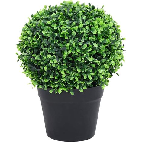 Maison Exclusive - Piante di Bosso Artificiale 2 pz a Sfera con Vaso Verde 32 cm (1/5)