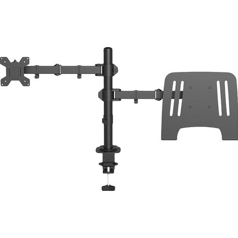 Support de moniteur, hauteur réglable, plateau pour ordinateur inclus, noir (1/2)
