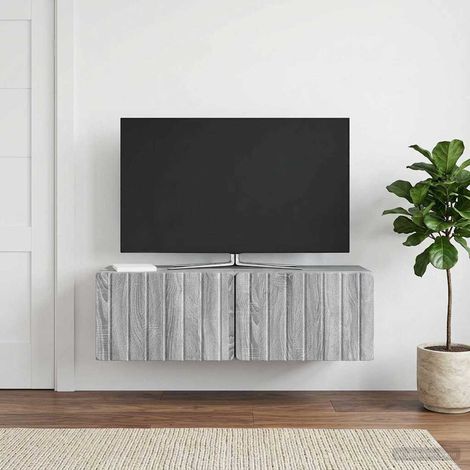 vidaXL Meuble TV mural 98 x 41 x 30 cm Sonoma gris Bois d'ingénierie (1/5)