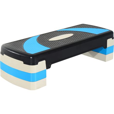 Stepper, bleu, 80 x 31 x 20 cm, 150 kg, réglable, antidérapant, pour sport à domicile, cardio à domicile, entraînement jambes (1/5)