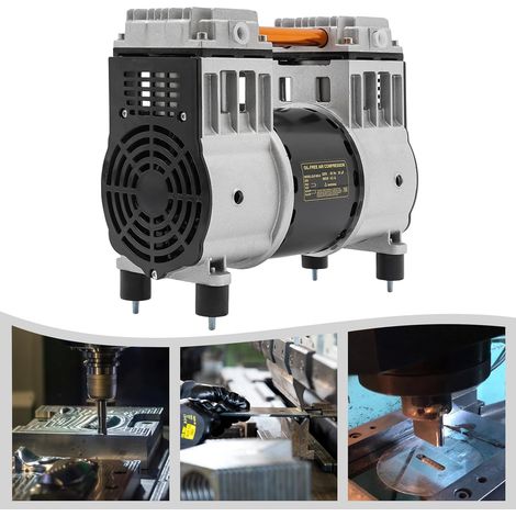 Tête de compresseur d'air 980 W avec 2 silencieux, 1380 tr/min, moteur Pure Copper pour usines, maisons, réparation automobile
