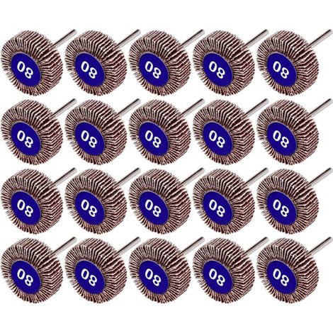 20 Lamellenschleifscheiben, Körnung 80, Lamellenschleifpapierscheiben für Dremel-Rotationswerkzeuge - Crezuo