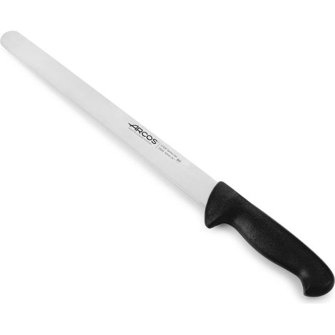 Coltello per salumi Arcos Colore - Prof. 293425 in acciaio inox Nitrum e mango ergonomico nero Polipropilene e 30 lama cm, coperchio espositivo