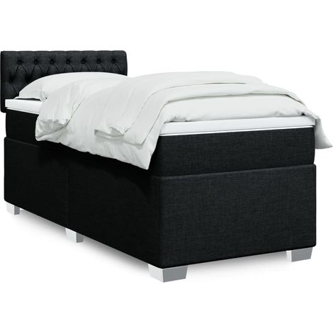 Boxspringbett mit Matratze Schwarz 90x190 cm Stoff