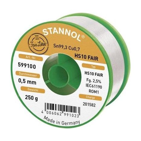 Stannol HS10 Fair hilo de soldadura plata 250 g 0,5 mm