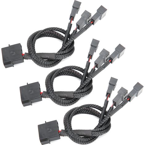 Câble d'extension 3 pièces, répartiteur 1 vers 3 voies gainé, adaptateur 4 broches vers 4 broches + 3 broches + 3 broches (1/5)