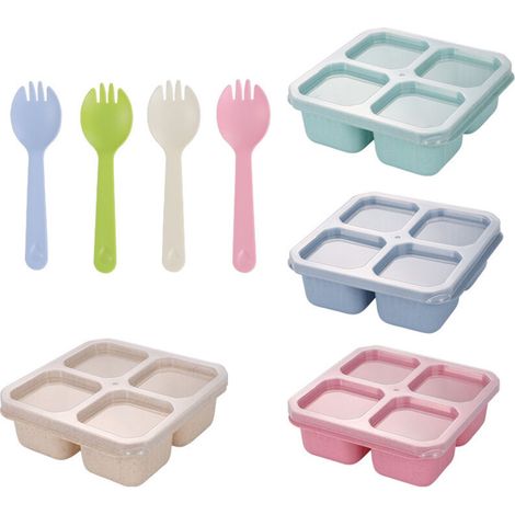 Boîte à goûter  à 4 compartiments, boîte à lunch multicolore pour les voyages
