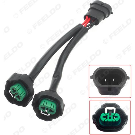 Faisceau de câblage pour phares automobiles, câble de conversion à double extrémité (1 vers 2 fils) pour douille de lampe H11 mâle/femelle, câble adaptateur pour lampe HID